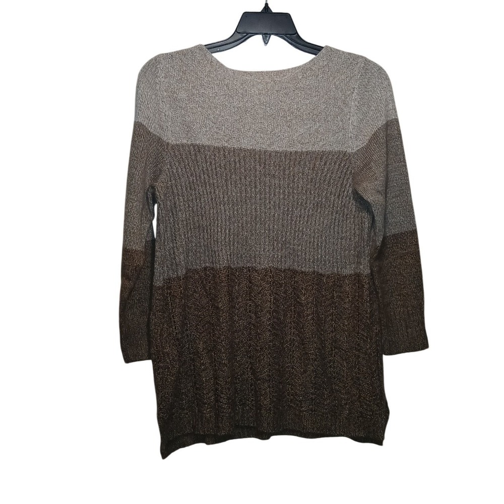 Faded Glory Tunic Sweater Womens 1X Brown Tan Colorblock Knit Minimalist Boho